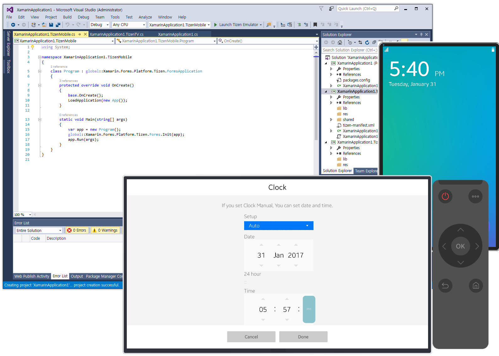 Screenshot of Tizen Tools for Visual Studio Preview 2